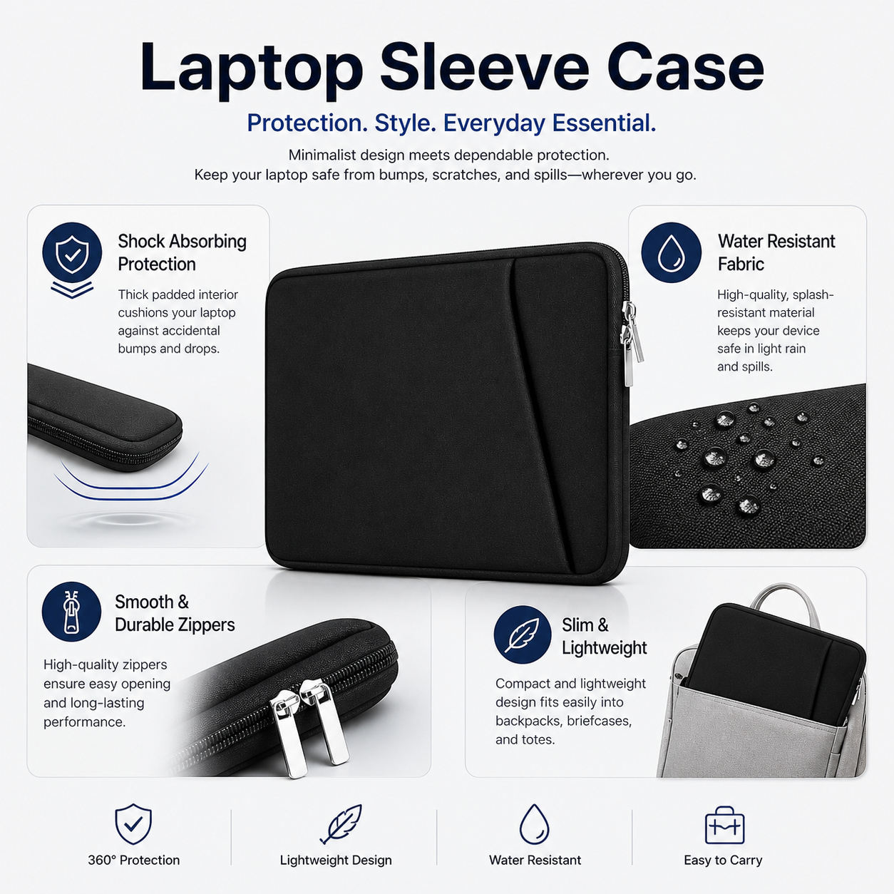 Laptop Sleeve Cover with Outer Pocket - Image 6