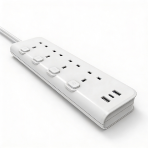 4 Way Extension Cable Socket White